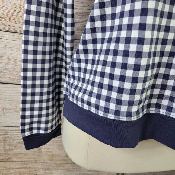 Draper James Natalie Sweatshirt in Gingham Navy White Size Extra Large - Picture 6 of 9